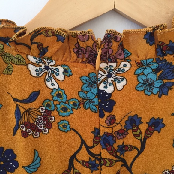 Burgundy Mustard Ruffle Dress - Picture 8 of 8